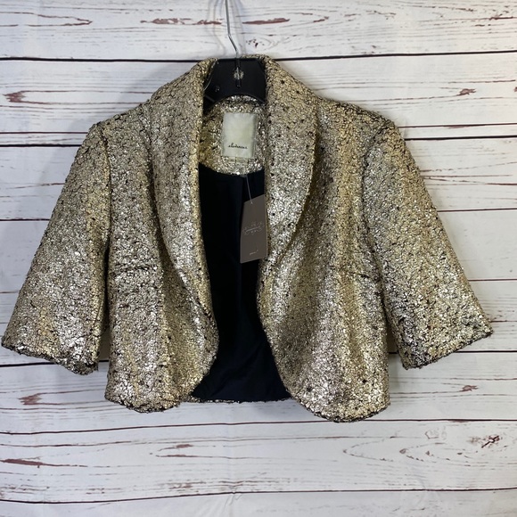 Anthropologie Jackets & Blazers - NWT Anthropologie Gold Bolero Cropped Jacket